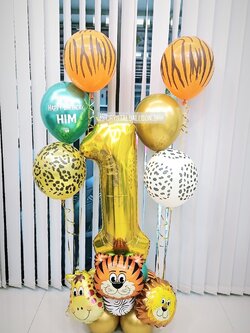 ลูกโป่ง วันเกิดเด็ก ฟอยล์ตัวเลข ขนาด 40" ตั้งฐาน 1 ชิ้น พร้อม ช่อลูกโป่งแฟนซี ช่อ 3 ลูก 2 ช่อ พร้อมตกเเต่ง สามารถเปลี่ยนสีลูกโป่ง/เปลี่ยนข้อความ/เปลี่ยนสี-ฟอยล์ตัวเลขได้