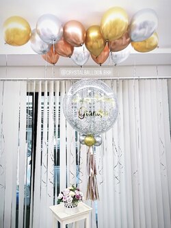 ลูกโป่ง วันเกิด Bubble ขนาด 24" พร้อม ลูกโป่งลอยฝ้า 14 ลูก พร้อมตกเเต่ง สามารถเปลี่ยนสีลูกโป่ง/เปลี่ยนข้อความ/เปลี่ยนขนาดได้