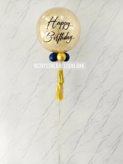 ลูกโป่ง วันเกิด Bubble ขนาด 24" กลิตเตอร์สีทอง 1 ลูก พร้อมตกแต่ง สามารถเปลี่ยนสีลูกโป่ง/เปลี่ยนข้อความ/เปลี่ยนขนาดได้