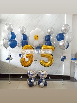 ลูกโป่ง วันเกิด ช่อลูกโป่งโครเมี่ยม 5 ลูก 4 ช่อ พร้อมตกแต่ง ลูกโป่งใส ใส่กลิตเตอร์,ฟอยล์ดอกเดซี่ 1 ชิ้น พร้อมตกแต่ง ฟอยล์หัวใจ 18" ตั้งฐาน 2 ชิ้น พร้อมตกแต่ง ฟอยล์ตัวเลข 40" 2 ชิ้น สามารถเปลี่ยนสีลูกโป่ง/เปลี่ยนข้อความ/เปลี่ยนสี-ฟอยล์ตกแต่งได้