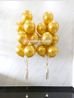 ลูกโป่ง แสดงความยินดี ช่อลูกโป่ง ช่อ 10 ลูก 2 ช่อ สีทองโครเมี่ยม พร้อมตกแต่ง สามารถเปลี่ยนสีลูกโป่ง/เปลี่ยนข้อความได้