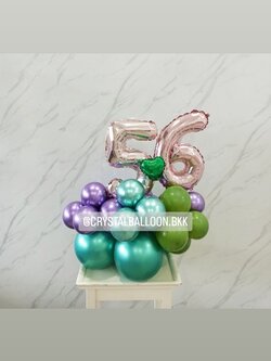 ลูกโป่ง วันเกิด ฟอยล์ตัวเลข ขนาด 16" ตั้งฐาน 2 ชิ้น Theme เขียว-ม่วง พร้อมตกแต่ง สามารถเปลี่ยนสีลูกโป่ง/เปลี่ยนสี-ฟอยล์ตัวเลขได้