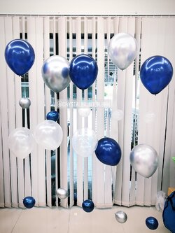 ลูกโป่ง ฟองอากาศ 5 เส้น Theme Dark Blue พร้อม สำหรับตกแต่ง งานแต่ง งานวันเกิด พร้อมตกเเต่ง สามารถเปลี่ยนสีลูกโป่งได้