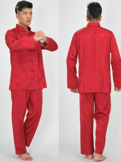 Pre-order ชุดจีน ชาย เสื้อพร้อมกางเกง สีแดง