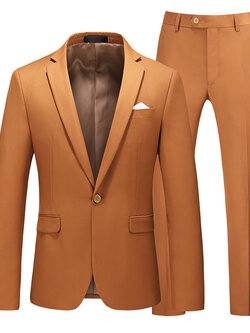 พร้อมเช่า ชุดสูทชาย สีน้ำตาล คาราเมล รุ่นคลาสสิค (ไม่มีเสื้อกั๊ก)