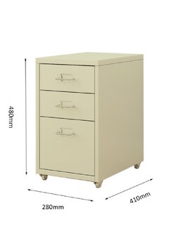 ตู้ลิ้นชักเหล็ก 3 ชั้น : ขนาด ส48cm x ก28cm x ล41 ซม.