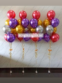 ลูกโป่ง อำลา ช่อลูกโป่งสีโครเมี่ยม ช่อ 7 ลูก 4 ช่อ พร้อมตกแต่ง สามารถเปลี่ยนสีลูกโป่งได้