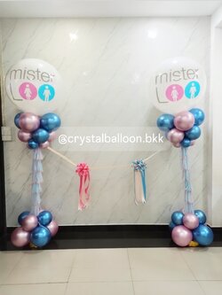 เสาลูกโป่ง เปิดร้าน ลูกโป่งยาง ขนาด 36" สีขาวทึบ 2 เสา พร้อม ริบบิ้นตัดเปิดงาน 1 ท่าน พร้อมตกแต่ง สามารถเปลี่ยนสีลูกโป่ง/เปลี่ยนข้อความได้