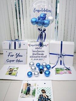 ลูกโป่ง แสดงความยินดี Surprise Box Bubble USA 24" พร้อมตกแต่ง สามารถใส่รูปได้ 4 ใบ สามารถเปลี่ยนสีลูกโป่ง/เปลี่ยนข้อความได้