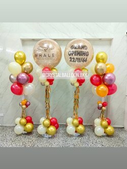 เสาลูกโป่ง เปิดร้าน Bubble ขนาด 36" กลิตเตอร์สีแชมเปญ 2 เสา พร้อม เสาลูกโป่ง ช่อ 10 ลูก 2 เสา พร้อมตกแต่ง สามารถเปลี่ยนสีลูกโป่ง/เปลี่ยนข้อความได้