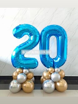 ลูกโป่ง วันเกิด ฟอยล์ตัวเลข ขนาด 40" ตั้งฐาน 2 ชิ้น พร้อมตกแต่ง สามารถเปลี่ยนสีลูกโป่ง/เปลี่ยนสี-ฟอยล์ตัวเลขได้