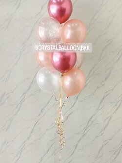 ลูกโป่ง แสดงความยินดี ช่อลูกโป่งช่อ 9 ลูก 1 ช่อ Theme สีโรสโกล พร้อมตกแต่ง สามารถเปลี่ยนสีลูกโป่งได้