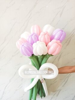 สั่ง Flower Balloon Tulip Medium Bouquet ช่อ 10 ดอก พร้อมตกแต่ง สามารถเปลี่ยนสีได้
