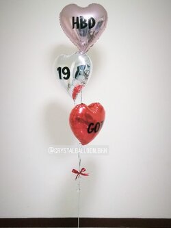 ลูกโป่ง วันเกิด ช่อฟอยล์หัวใจ ขนาด 18" 3 ชิ้น พร้อมตกแต่ง สามารถเปลี่ยนสีลูกโป่ง/เปลี่ยนข้อความได้