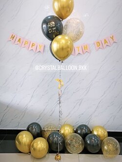 ลูกโป่ง วันเกิด ช่อลูกโป่ง 5 ลูก 1 ช่อ พร้อมตกแต่ง ป้ายธง Happy Birthday,ลูกโป่งโปรยพื้น 11 ลูก สามารถเปลี่ยนสีลูกโป่ง/เปลี่ยนสี-ป้ายธงได้