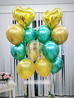 ลูกโป่ง แสดงความยินดี ฟอยล์หัวใจ 2 ช่อ พร้อม ช่อลูกโป่ง ช่อ 6 ลูก 2 ช่อ,ฟอยล์หัวใจ ขนาด 18" 2 ชิ้น,ลูกโป่งใส ใส่กลิตเตอร์ พร้อมตกเเต่ง สามารถเปลี่ยนสีลูกโป่งได้