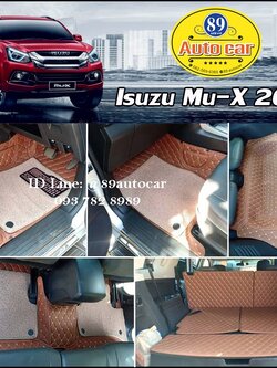 พรมรถยนต์ 7D Isuzu Mu-X 2020 ปูพรม7D สีน้ำตาลเข้ม + ไวนิลสีครีม