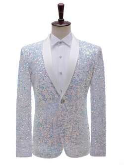 Pre-order เสื้อสูทชาย สูทแฟชั่น สูทกลิตเตอร์ สีขาว