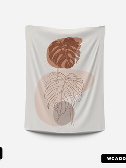 ผ้าติดผนัง ผ้าแขวนผนัง ผ้าตกแต่ง Monstera Minimalists WCA00009 #SOdAhome #SOdAPrintinG #WallCloth