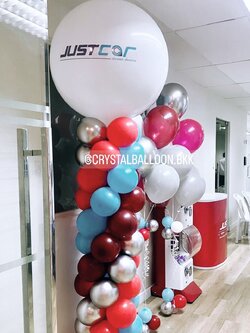 เสาลูกโป่ง เปิดงาน ลูกโป่งยาง 36" พร้อมตกแต่ง ช่อลูกโป่ง 7 ลูก 2 ช่อ สามารถเปลี่ยนสีลูกโป่ง/เปลี่ยนข้อความได้