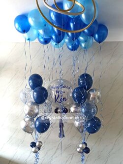 ลูกโป่งวันเกิด Bubble ขนาด 24" กลิตเตอร์สีเงินพร้อมลูกโป่งช่อ 9 ลูก 2 ช่อ, พร้อมลูกโป่งลอยฝ้า 20 ลูก , พร้อมตกแต่ง สามารถเปลี่ยนสีลูกโป่ง/้เปลี่ยนข้อความ/เปลี่ยนขนาดลูกโป่งได้