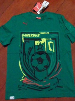 เสื้อที-เชิ๊ต (เสื้อยืดคอกลม) ฟุตบอล ทีมชาติแคเมอรูน ชุดที่ระลึก ฟุตบอลโลก 2010 ใหม่ M-Size / CAMEROON Football T-Shirt Souvenir Kit World Cup 2010 Jersey NEW M-Size