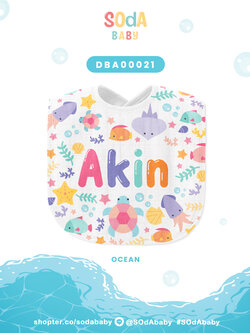 ผ้าซับน้ำลาย ใส่ชื่อได้ ลาย Under The Sea รหัส DBA00021 #SOdAbaby
