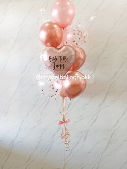 ลูกโป่ง Bride To Be ช่อลูกโป่ง ฟอยล์หัวใจ ขนาด 18" สีโรสโกล ช่อ 10 ลูก 1 ช่อ Theme สีโรสโกล พร้อมตกแต่ง สามารถเปลี่ยนสีลูกโป่ง/เปลี่ยนข้อความ/เปลี่ยนฟอยล์ตกแต่งได้