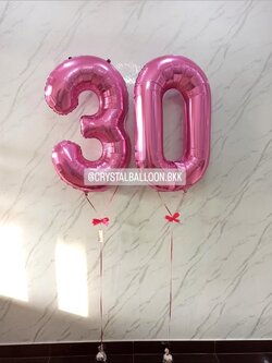 ลูกโป่ง วันเกิด ฟอยล์ตัวเลข ขนาด 40" สีชมพูเข้ม 2 ชิ้น พร้อมตกแต่ง สามารถเปลี่ยนสี-ฟอยล์ตัวเลขได้