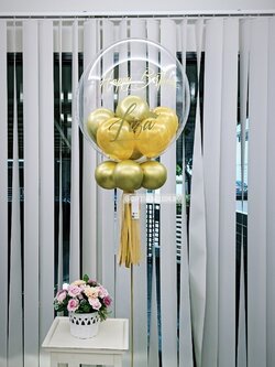 ลูกโป่ง วันเกิด Bubble USA ขนาด 24" โทนสีทอง พร้อมตกแต่ง สามารถเปลี่ยนสีลูกโป่ง/เปลี่ยนข้อความได้