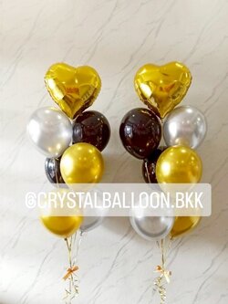 ลูกโป่ง ช่อฟอยล์หัวใจ ขนาด 18" ช่อ 7 ลูก 2 ช่อ พร้อมตกแต่ง สามารถเปลี่ยนสีลูกโป่ง/เปลี่ยนข้อความ/เปลี่ยนสี-ฟอยล์ตกแต่งได้