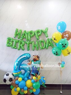 ลูกโป่ง วันเกิดเด็ก ฟอยล์ตัวเลข ขนาด 40" ตั้งฐาน 1 ชิ้น พร้อม ฟอยล์ฟุตบอล , ฟอยล์ไมน์คราฟต์ , ช่อลูกโป่ง ช่อ 7 ลูก 1 ช่อ , ฟอยล์ Happy Birthday Theme Minecraft พร้อมตกแต่ง สามารถเปลี่ยนสีลูกโป่ง/เปลี่ยนสี-ฟอยล์ตัวเลข/เปลี่ยนฟอยล์ตกแต่งได้