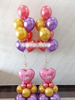 ลูกโป่ง วันครบรอบ ช่อลูกโป่งสีโครเมี่ยม ช่อ 7 ลูก 2 ช่อ พร้อม ฟอยล์หัวใจ ขนาด 18" สีชมพู ตั้งฐาน 2ชิ้น พร้อมตกเเต่ง สามารถเปลี่ยนสีลูกโป่ง/เปลี่ยนข้อความ/เปลี่ยนสี-ฟอยล์ตกเเต่งได้