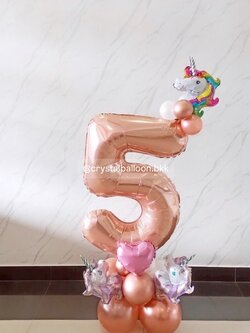 ลูกโป่ง วันเกิดเด็ก ฟอยล์ตัวเลขตั้งฐาน 40" 1 ชิ้น Theme โรสโกล พร้อมตกแต่ง สามารถเปลี่ยนสีลูกโป่ง/เปลี่ยนข้อความได้