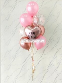 ลูกโป่ง วันเกิด ช่อลูกโป่งฟอยล์หัวใจ ขนาด 18" ช่อ 10 ลูก 1 ช่อ พร้อมตกแต่ง สามารถเปลี่ยนสีลูกโป่ง/เปลี่ยนข้อความ/เปลี่ยนสี-ฟอยล์ตกแต่งได้