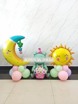 ลูกโป่ง วันเกิดเด็ก ฟอยล์หมีชมพู นั่ง 1 ชิ้น พร้อมตกแต่ง ฟอยล์พระจันทร์ ตั้งฐาน 1 ชิ้น,ฟอยล์พระอาทิตย์ ตั้งฐาน 1 ชิ้น สามารถเปลี่ยนสีลูกโป่ง/เปลี่ยนสี-ฟอยล์ตกแต่งได้