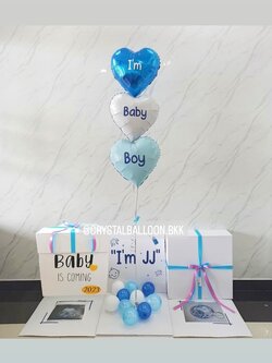 Gender Reveal Surprised Box กล่องทายเพศน้อง ฟอยล์หัวใจ ขนาด 18" 3 ชิ้น พร้อมตกแต่ง สามารถใส่รูปได้ 2 ใบ สามารถเปลี่ยนสีลูกโป่ง/เปลี่ยนข้อความ/เปลี่ยนสี-ฟอยล์ตกแต่งได้