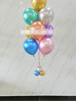 ลูกโป่ง วันเกิด ช่อลูกโป่งสีโครเมี่ยม ช่อ 9 ลูก 1 ช่อ พร้อมตกแต่ง สามารถเปลี่ยนสีลูกโป่งได้