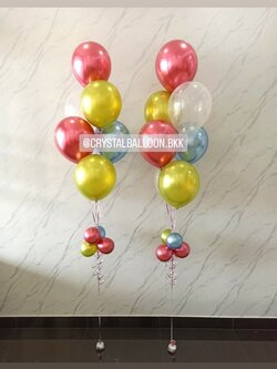 ลูกโป่ง งานแต่ง ช่อลูกโป่งสีโครเมี่ยม ช่อ 7 ลูก 2 ช่อ หลากสี พร้อมตกแต่ง สามารถเปลี่ยนสีลูกโป่งได้