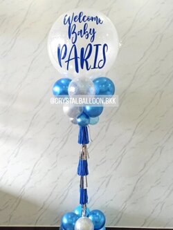 เสาลูกโป่ง Welcome Baby Bubble ขนาด 36" กลิตเตอร์สีขาว 1 เสา พร้อมตกแต่ง สามารถเปลี่ยนสีลูกโป่ง/เปลี่ยนข้อความได้
