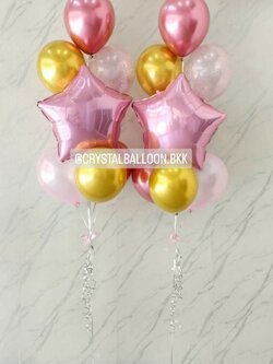 ลูกโป่ง อำลา ช่อลูกโป่งฟอยล์ดาว ขนาด 24" ช่อ 8 ลูก 2 ช่อ พร้อมตกแต่ง สามารถเปลี่ยนสีลูกโป่ง/เปลี่ยนสี-ฟอยล์ตกแต่งได้