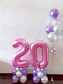 ลูกโป่ง วันเกิดเด็ก ฟอยล์ตัวเลข ขนาด 40" ตั้งฐาน 2 ชิ้น สีชมพู , ลูกโป่งช่อ 7 ลูก 1 ช่อ พร้อมตกแต่ง สามารถเปลี่ยนสีลูกโป่ง/เปลี่ยนสี-ฟอยล์ตัวเลข/เปลี่ยนสี-ฟอยล์ตกแต่งได้