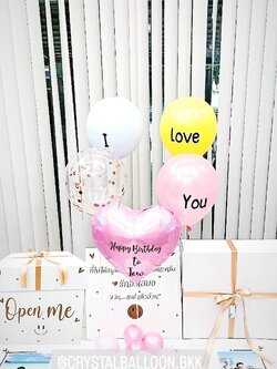 Happy Birthday Surprise Box กล่องเซอร์ไพรส์วันเกิด ฟอยล์หัวใจ ขนาด 18" 1 ชิ้น,ลูกโป่งใส ใส่คอนเฟตติ,สามารถใส่รูปได้ 2 รูป สามารถเปลี่ยนสีลูกโป่ง/เปลี่ยนข้อความ/เปลี่ยนสี-ฟอยล์ตกแต่งได้