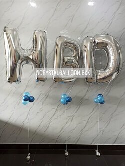 ลูกโป่ง วันเกิด ฟอยล์ตัวอักษร ขนาด 40" HBD พร้อมตกแต่ง สามารถเปลี่ยนสี-ฟอยล์ได้