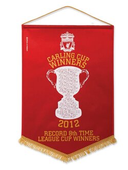 ธงติดกระจก ฟุตบอล สโมสรลิเวอร์พูล - แชมป์ คาร์ลิ่ง คัพ 2012 ใหม่ / LIVERPOOL Football Club Pennant - CARLING CUP WINNERS 2012 NEW
