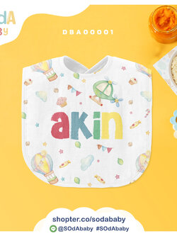 ผ้าซับน้ำลาย ลาย Balloon 📌ใส่ชื่อได้ รหัส DBA00001 #SOdAbaby