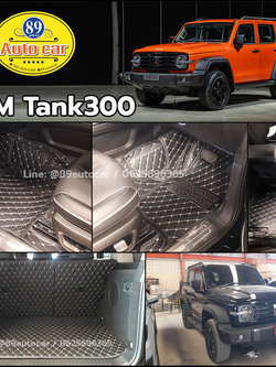 พรมรถยนต์ Tank300 (เกรทวอลล์ แทงค์ 300) ปูพรม6D สีดำด้ายทอง ลายเคฟล่า เต็มคัน
