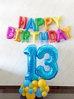 ลูกโป่ง วันเกิดเด็ก ฟอยล์ Happy Birthday 1 เซ็ท , ฟอยล์ตัวเลข 40" ตั้งฐาน 2 ชิ้น พร้อมตกแต่ง ฟอยล์สามารถเปลี่ยนสีได้ , ลูกโป่งสามารถเปลี่ยนสีได้