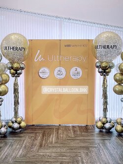 เสาลูกโป่ง เปิดงาน Bubble 36" 2 เสา พร้อม ช่อลูกโป่งโครเมี่ยม 10 ลูก 2 ช่อ แบบลม พร้อมตกแต่ง ลูกโป่งใส ใส่กลิตเตอร์ สามารถเปลี่ยนสีลูกโป่ง/เปลี่ยนข้อความได้