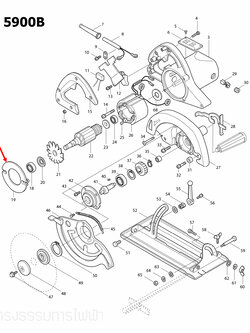 แผ่นบังทุ่น เลื่อยวงเดือน Makita 5900B [#19] Pn.411395-0 (แท้) ##